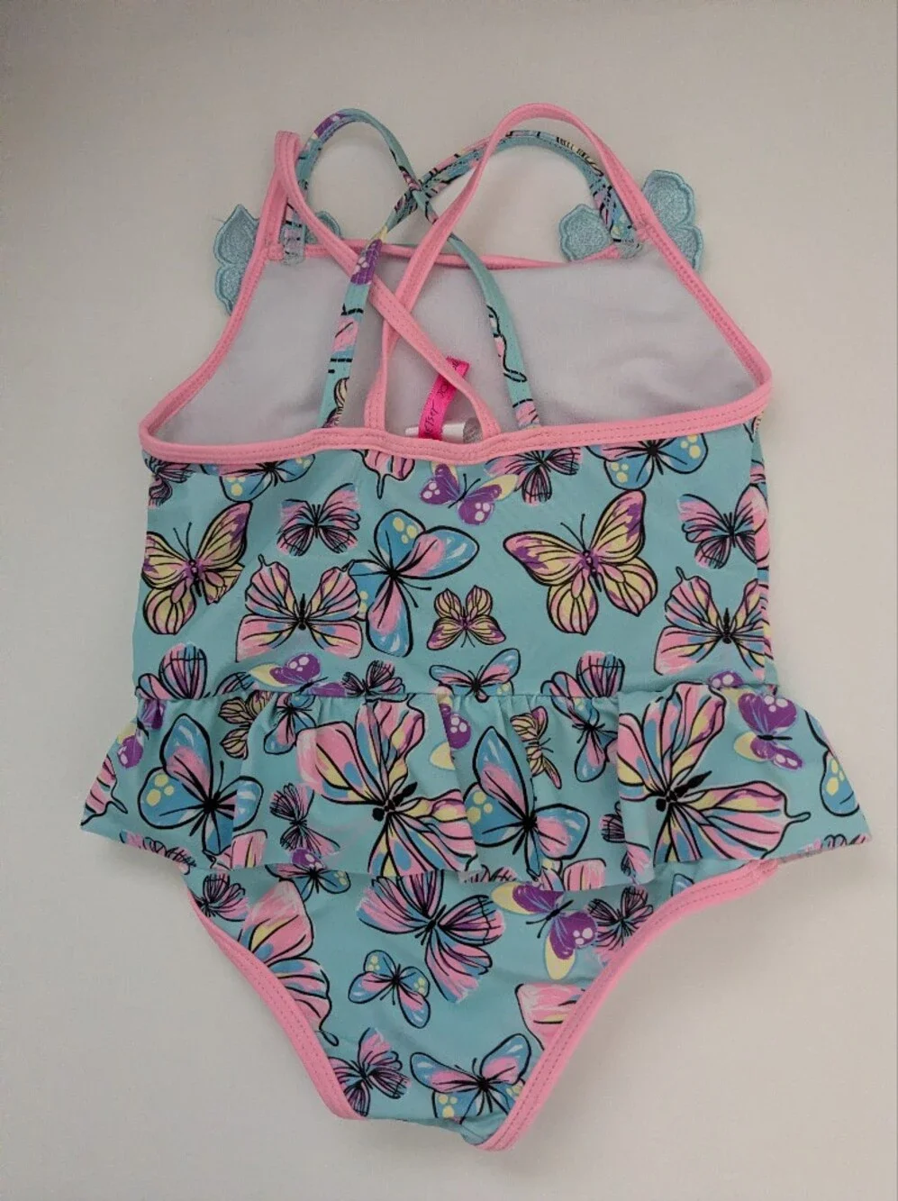 Betsey Johnson Girls 3T Swimsuit, Blue Butterflies